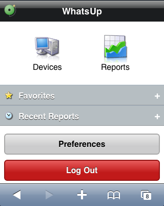 WhatsUp Gold Mobile Access home