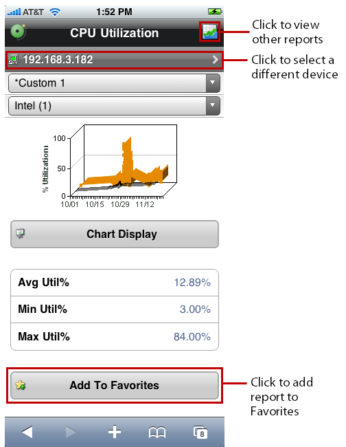 WhatsUp Gold Add to Favorites button