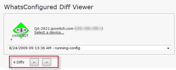 Use the dialog arrows to scroll through Diffs