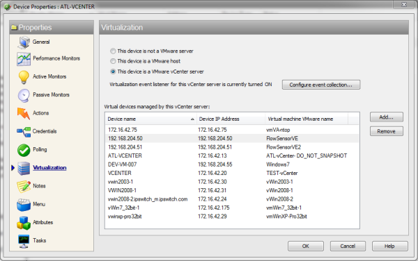 vCenter Device Properties - Virtualization