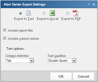 The Data Export Settings dialog