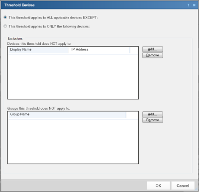 Adding devices and groups to monitor or exclude from a threshold