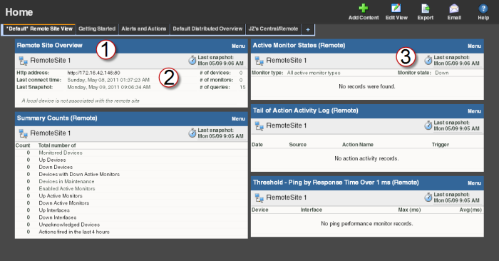 Remote Central default Home dashboard