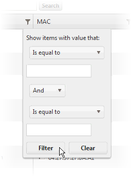 filtering dialog