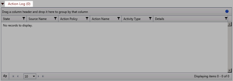 The number zero is displayed next to the title if no actions have fired