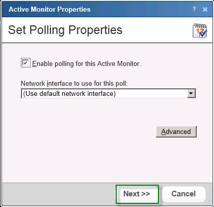 Set Polling Properties dialog