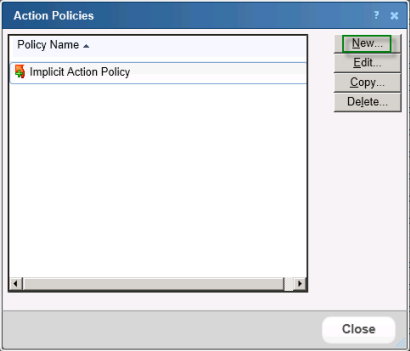 Action Policies dialog