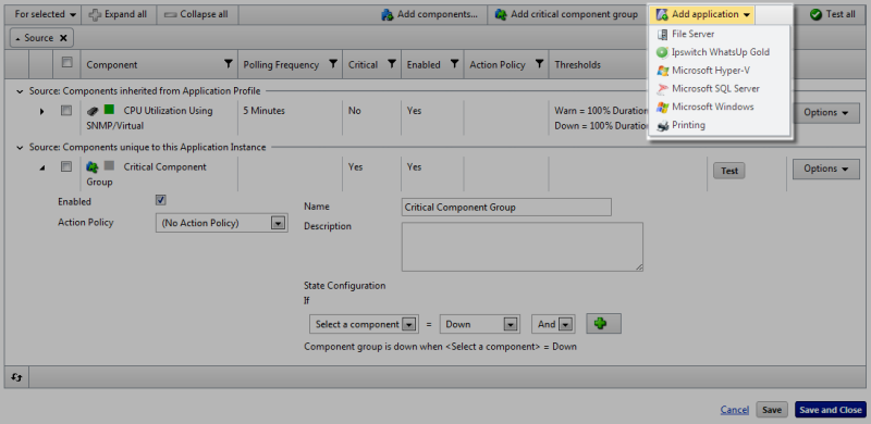 インスタンスへのアプリケーションの追加