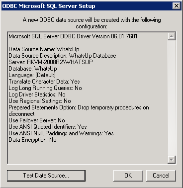 SQL Server DSN Configuration Wizard
