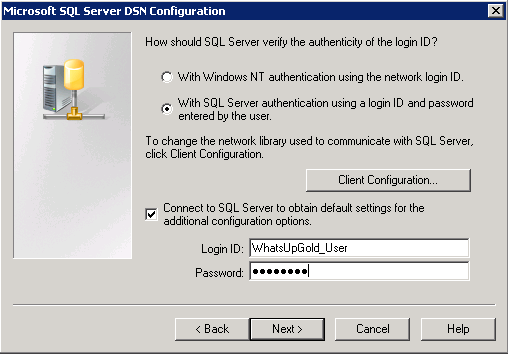 Microsoft SQL Server DSN 設定精靈