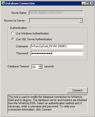 Utilità connessione database