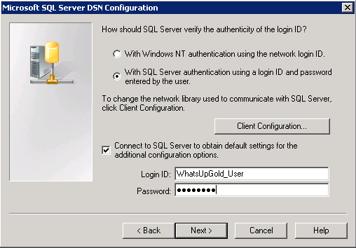 Microsoft SQL Server DSN Configuration Wizard