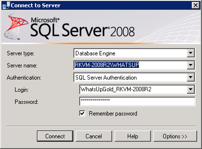 Dialogfeld „Connect to Server“ (Verbindung mit dem Server herstellen)