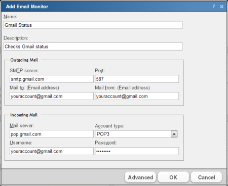 Adding an Email Monitor for a Gmail account