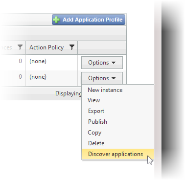 Discover appliations commmand on Options menu