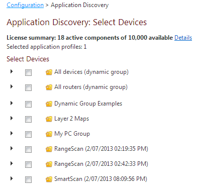 Select Application group or devices
