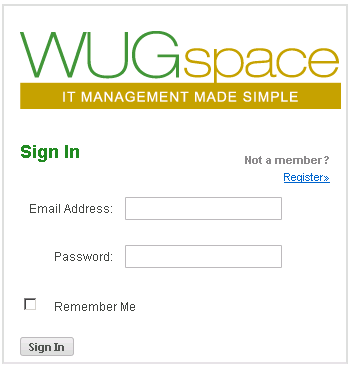 WUGSpace login screen