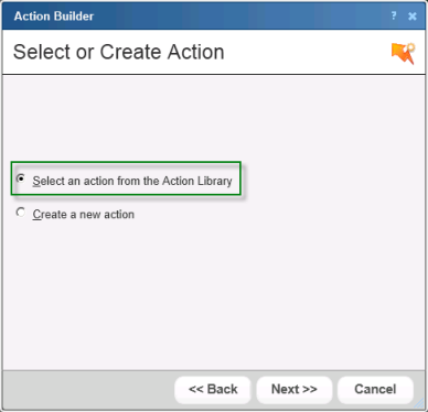 Select Or Create Action dialog