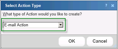 Select Action Type dialog
