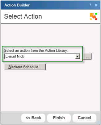 Select Action dialog