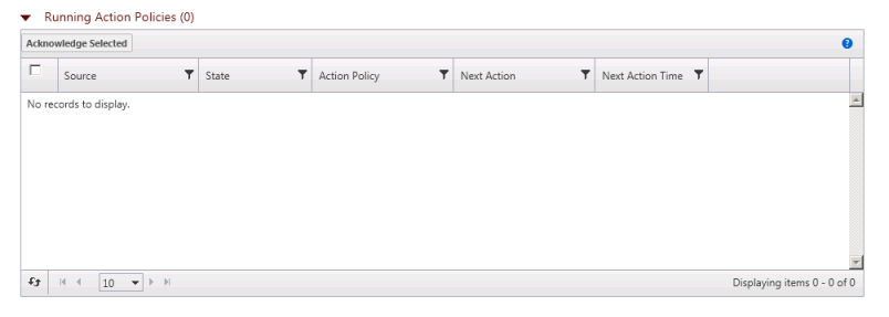 Action Polices are managed from the Running Action Policies section of the APM Status page