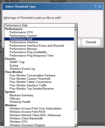 Select Threshold Type dialog