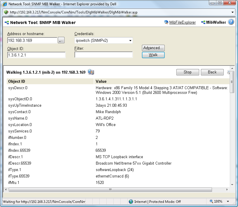 Network Tools MIB Walker リストラベル表示