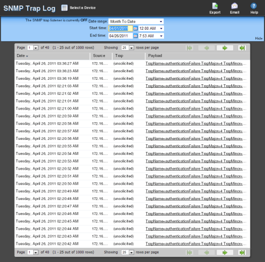 SNMP トラップログ