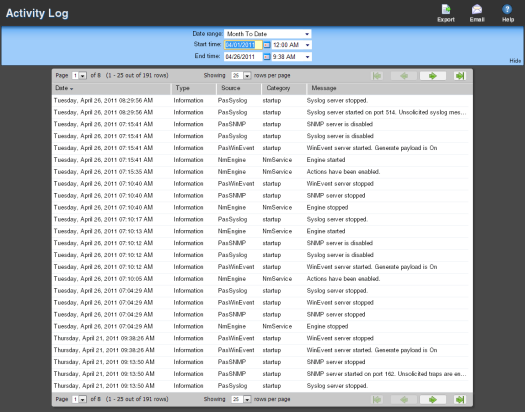 アクティビティログ