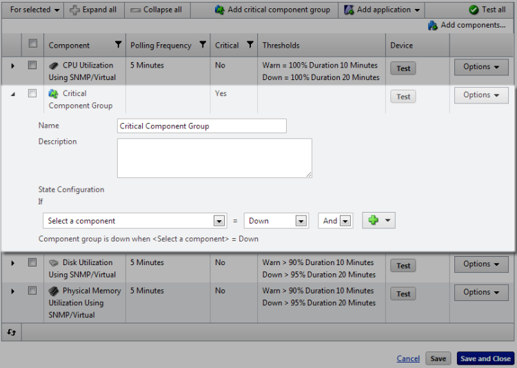 Adding Critical Component Group to an App Profile list