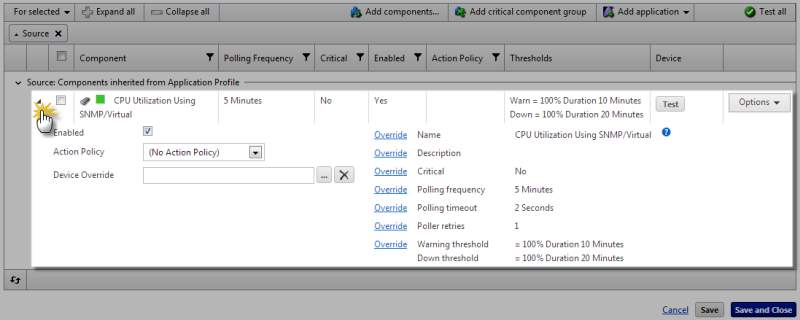 Configuring inherited profile components