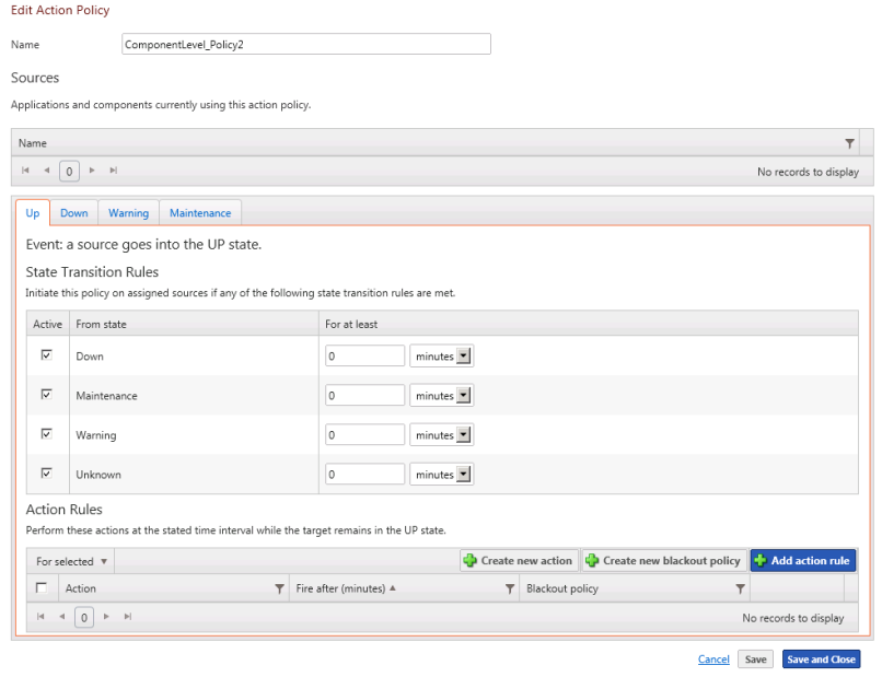 Action Policies are created on the Edit Action Policy page