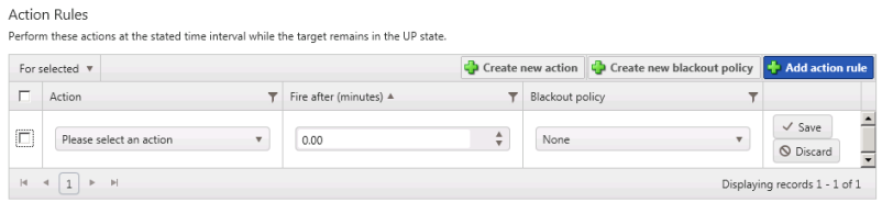 Use the Action Rules options to configure the action rules for an action policy