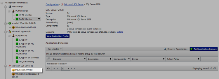 Select Application Profile from list SQL Server example