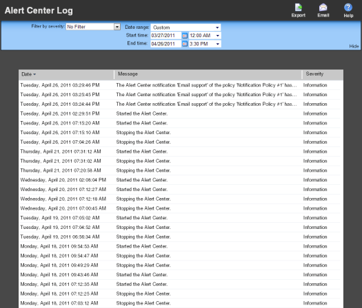 警報中心記錄檔