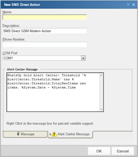 建立新的簡訊直送動作