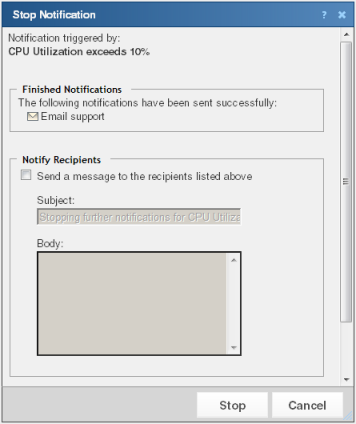 停止通知對話方塊