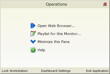 Whatsup Dashboard Operations menu