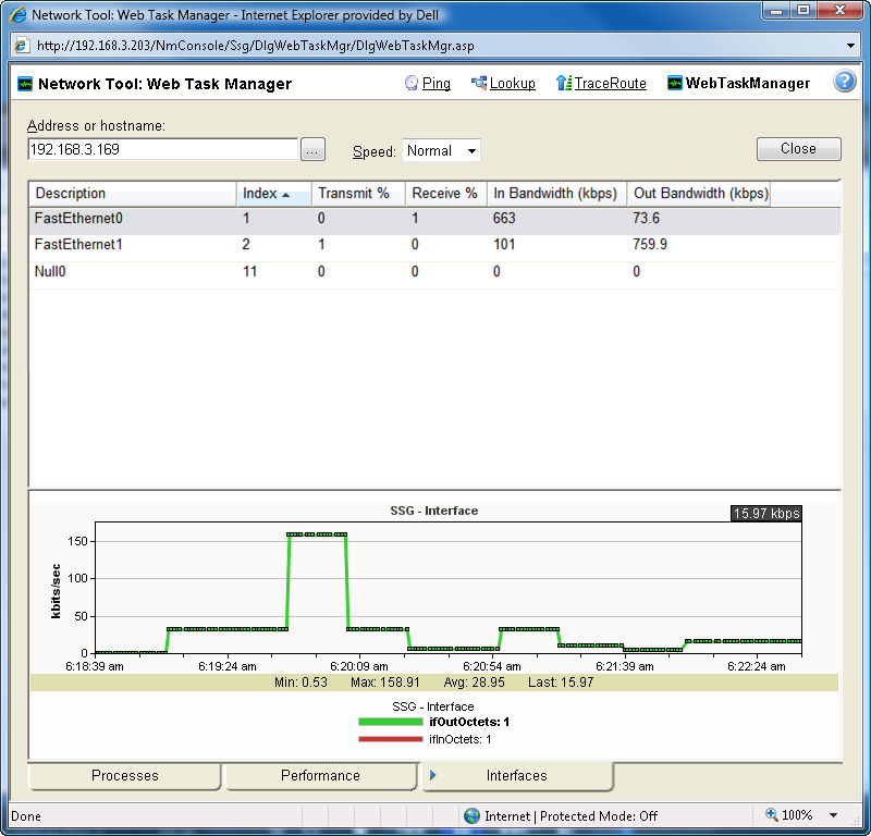 NetTools Web Task Manager Interface tab