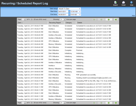 The Scheduled Report Log