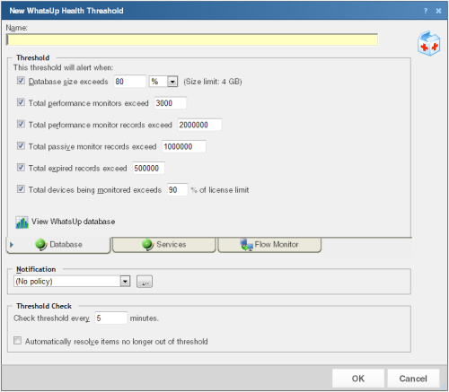 Configuring a new WhatsUp Health Threshold