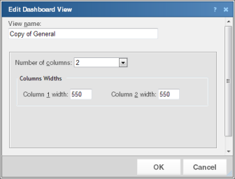The Edit Dashboard View dialog
