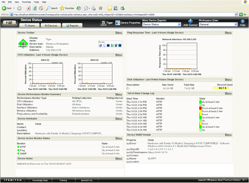 Device Status Workspace