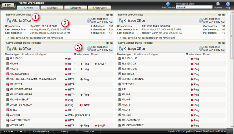 Workspace Report Remote Site highlights