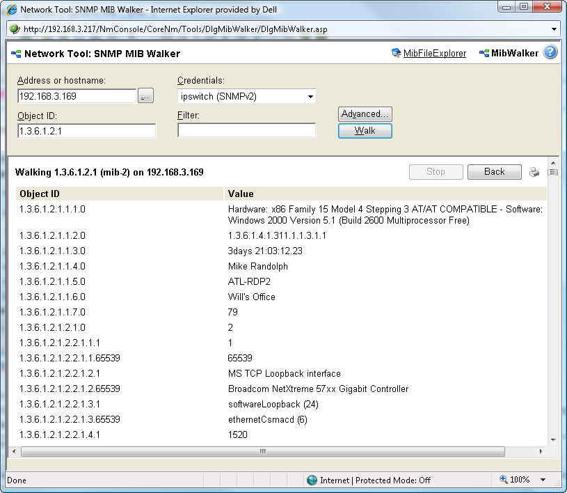 Network Tools MIB Walker list numeric OID display