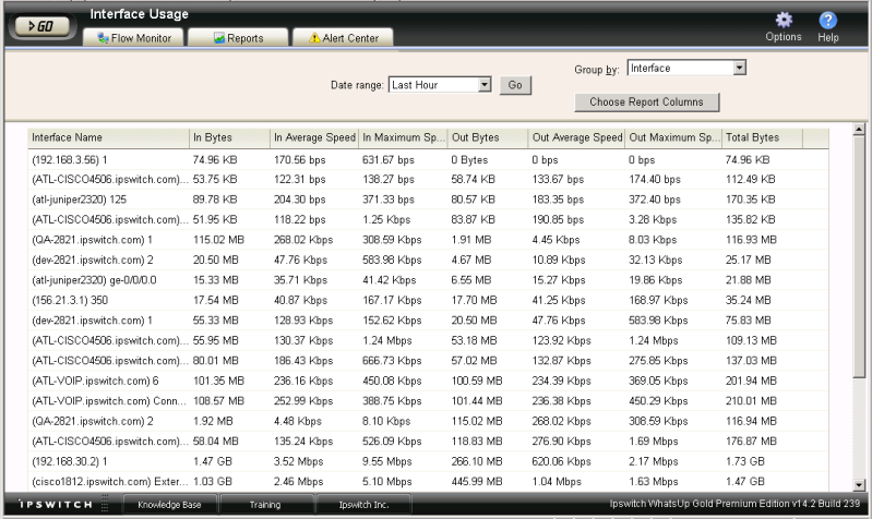 Flow Monitor Interface Usage report