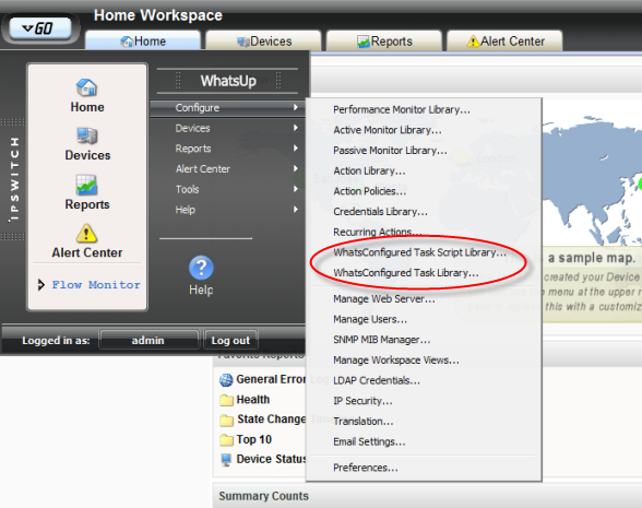 WhatsConfigured can be accessed from GO > Configure