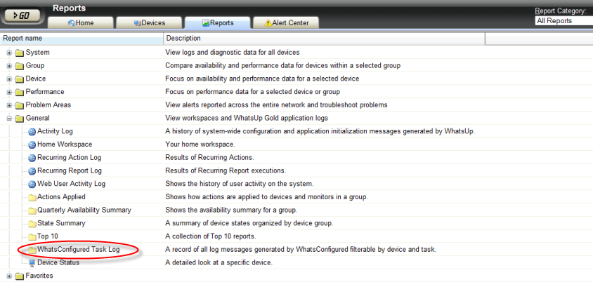 WhatsConfigured Task Log