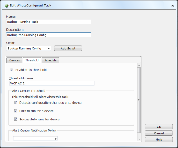 Edit WhatsConfigured Task dialog