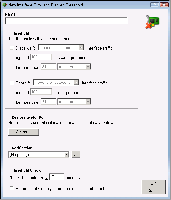 AC Interface Utilization Discard and Error threshold